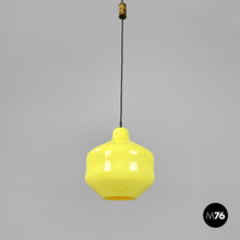 画像をギャラリービューアに読み込む, Yellow Murano glass chandelier by Massimo Vignelli for Venini, 1950s