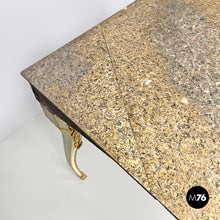 Load image into Gallery viewer, Gold and green corner wood consoles with lumachella marble top, 1700s