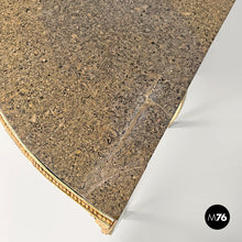 Load image into Gallery viewer, Gold and green corner wood consoles with lumachella marble top, 1700s