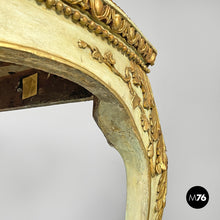 Load image into Gallery viewer, Gold and green corner wood consoles with lumachella marble top, 1700s