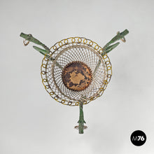 画像をギャラリービューアに読み込む, Yellow and green wrought iron vase holder with decorative dragons, 1900s