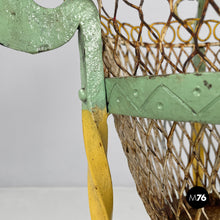 画像をギャラリービューアに読み込む, Yellow and green wrought iron vase holder with decorative dragons, 1900s