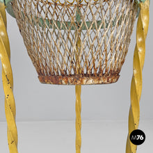 画像をギャラリービューアに読み込む, Yellow and green wrought iron vase holder with decorative dragons, 1900s