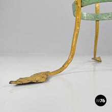 画像をギャラリービューアに読み込む, Yellow and green wrought iron vase holder with decorative dragons, 1900s