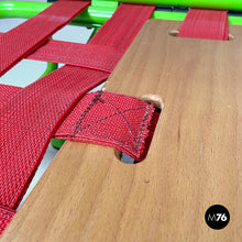 画像をギャラリービューアに読み込む, Green metal daybed and red straps, 1980s