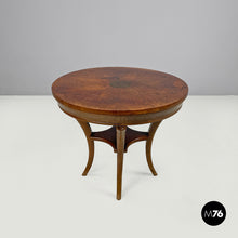 画像をギャラリービューアに読み込む, Wooden round coffee table with inlay decorations, early 1900s