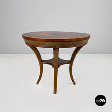 画像をギャラリービューアに読み込む, Wooden round coffee table with inlay decorations, early 1900s