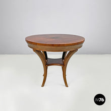 画像をギャラリービューアに読み込む, Wooden round coffee table with inlay decorations, early 1900s