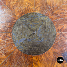 画像をギャラリービューアに読み込む, Wooden round coffee table with inlay decorations, early 1900s