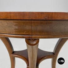 画像をギャラリービューアに読み込む, Wooden round coffee table with inlay decorations, early 1900s