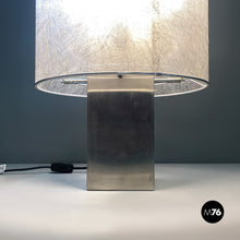 Load image into Gallery viewer, Steel and semi transparent fabric table lamp by Pia Guidetti Crippa for Lumi, 1980s
