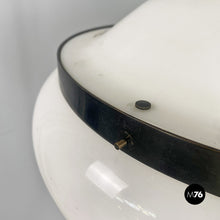 画像をギャラリービューアに読み込む, White plastic and brass 2/5 chandelier by Gianemilio Monti, Pietro Monti and Anna Bertarini (GPA Monti Studio) for Kartell, 1950s