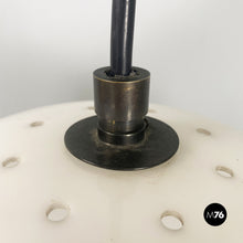 画像をギャラリービューアに読み込む, White plastic and brass 2/5 chandelier by Gianemilio Monti, Pietro Monti and Anna Bertarini (GPA Monti Studio) for Kartell, 1950s
