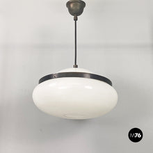 画像をギャラリービューアに読み込む, White plastic and brass 2/5 chandelier by Gianemilio Monti, Pietro Monti and Anna Bertarini (GPA Monti Studio) for Kartell, 1950s