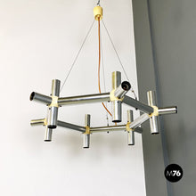 Load image into Gallery viewer, Metal and plastic Atomic chandelier by Robert and Trix Haussmann for Swiss Lamps International, 1970s