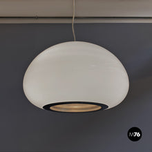 画像をギャラリービューアに読み込む, Opaline glass and metal Black and White chandelier by Achille and Piergiacomo Castiglioni for Flos, 1965