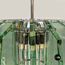 Charger l'image dans la galerie, Metal and glass chandelier by Max Ingrand for Fontana Arte, 1960s