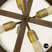 Load image into Gallery viewer, Glass chandelier with copper decoration, 1940s