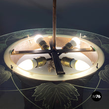 Load image into Gallery viewer, Glass chandelier with copper decoration, 1940s