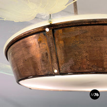 Load image into Gallery viewer, Glass chandelier with copper decoration, 1940s