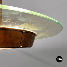 Load image into Gallery viewer, Glass chandelier with copper decoration, 1940s