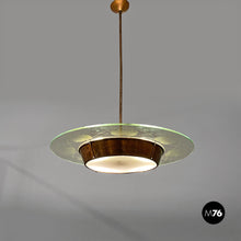Load image into Gallery viewer, Glass chandelier with copper decoration, 1940s