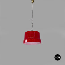 Load image into Gallery viewer, Red and white chandelier with bead decoration, 1960s