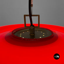 Load image into Gallery viewer, Red and white chandelier with bead decoration, 1960s