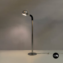 Load image into Gallery viewer, Adjustable chromed steel and black plastic floor lamp, 1970s