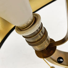 Charger l'image dans la galerie, Brass and glossy black abat-jours or table lamps, 1940s