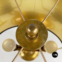 Charger l'image dans la galerie, Brass and glossy black abat-jours or table lamps, 1940s