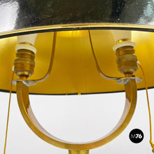 Charger l'image dans la galerie, Brass and glossy black abat-jours or table lamps, 1940s