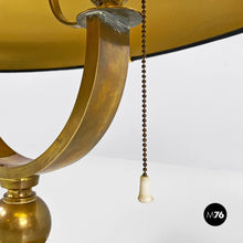 Charger l'image dans la galerie, Brass and glossy black abat-jours or table lamps, 1940s