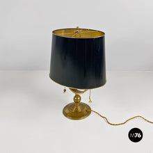 Charger l'image dans la galerie, Brass and glossy black abat-jours or table lamps, 1940s