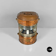 将图片加载到图库查看器,Naval navigation lantern in copper with Fresnel lens, 1950s