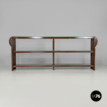 将图片加载到图库查看器,Brown wood and glass bookcase, 1970s