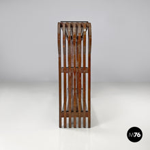 将图片加载到图库查看器,Brown wood and glass bookcase, 1970s