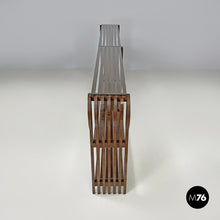 将图片加载到图库查看器,Brown wood and glass bookcase, 1970s