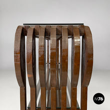 将图片加载到图库查看器,Brown wood and glass bookcase, 1970s