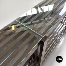 将图片加载到图库查看器,Brown wood and glass bookcase, 1970s