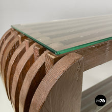 将图片加载到图库查看器,Brown wood and glass bookcase, 1970s