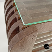 将图片加载到图库查看器,Brown wood and glass bookcase, 1970s