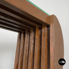 将图片加载到图库查看器,Brown wood and glass bookcase, 1970s