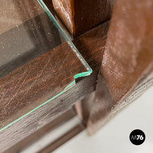 将图片加载到图库查看器,Brown wood and glass bookcase, 1970s