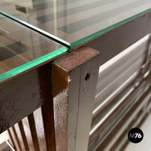 将图片加载到图库查看器,Brown wood and glass bookcase, 1970s