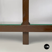 将图片加载到图库查看器,Brown wood and glass bookcase, 1970s