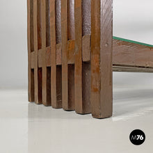 将图片加载到图库查看器,Brown wood and glass bookcase, 1970s