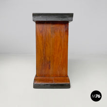 画像をギャラリービューアに読み込む, Wooden coffee table with black rounded profiles, 1940s
