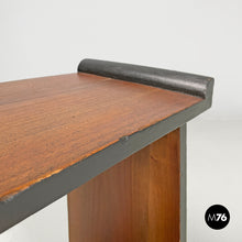 画像をギャラリービューアに読み込む, Wooden coffee table with black rounded profiles, 1940s