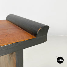 画像をギャラリービューアに読み込む, Wooden coffee table with black rounded profiles, 1940s